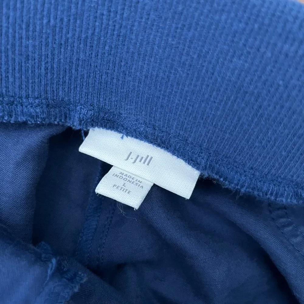 J. Jill Blue Linen Blend Capris Pant Size Roll Up Button - Picture 8 of 9